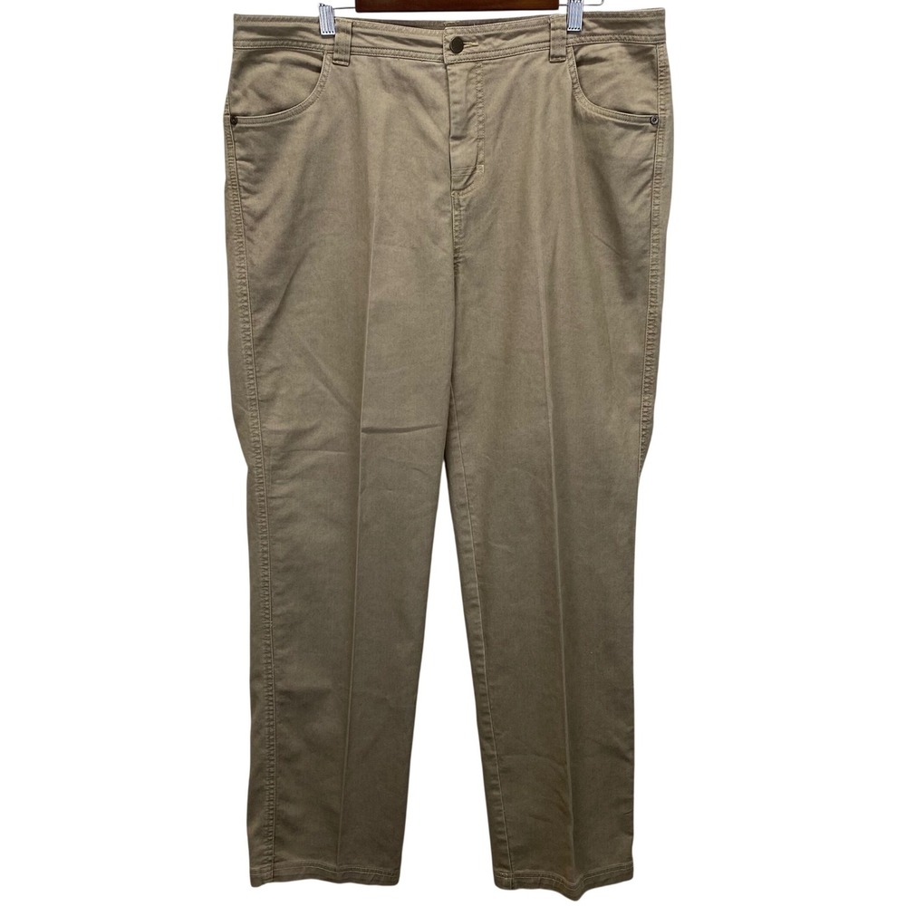 Woolrich Womens Size 16 Khaki Tan Cotton Blend Straight Leg Pants Casual (38x32)